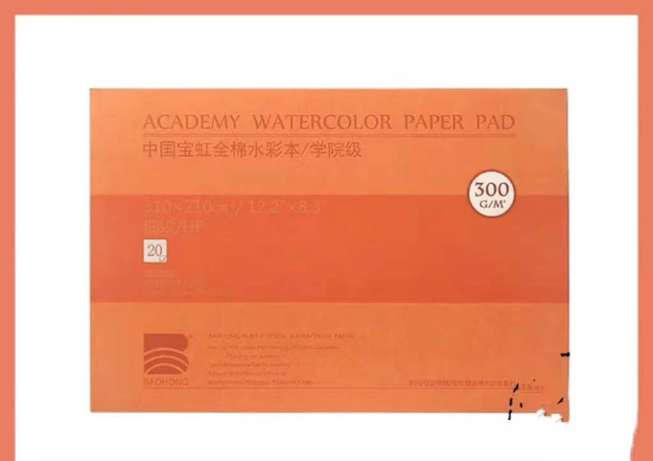 BAOHONG Academy Watercolor Paper 100% Cotton, 140lb/300gsm, Watercolor Block, 20 sheets, Hot Press